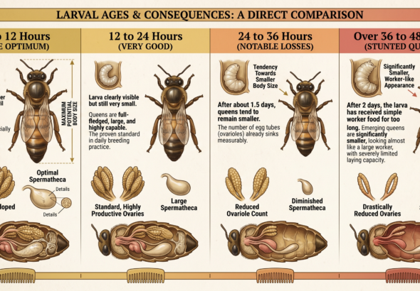 Larvenalter ung Bienenkönigingröße