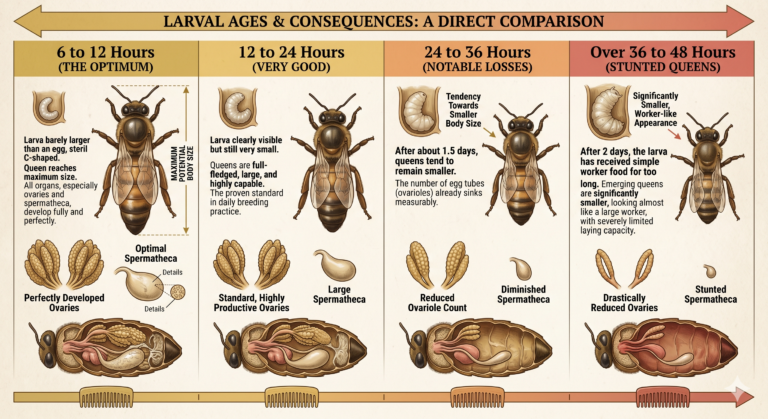 Larvenalter ung Bienenkönigingröße