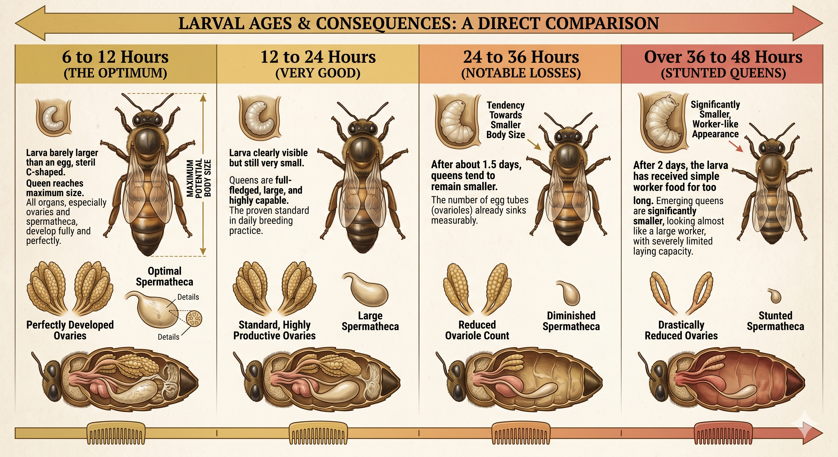 Larvenalter ung Bienenkönigingröße